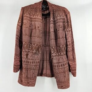 Vintage Womens Med Blazer Artsy Funky Print Jacket Retro Boho Lagenlook Office‎